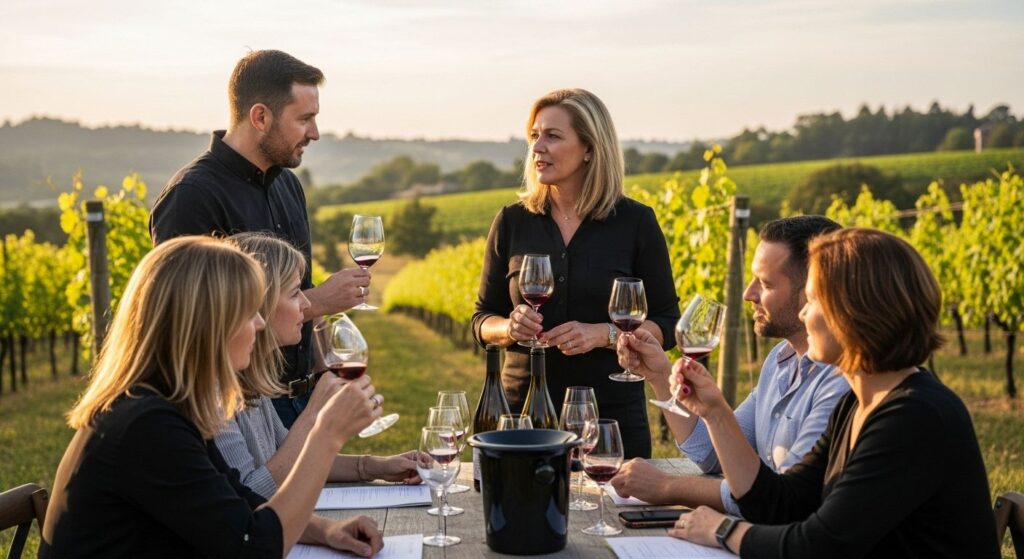 wine tasting tour, vineyard group, wine education