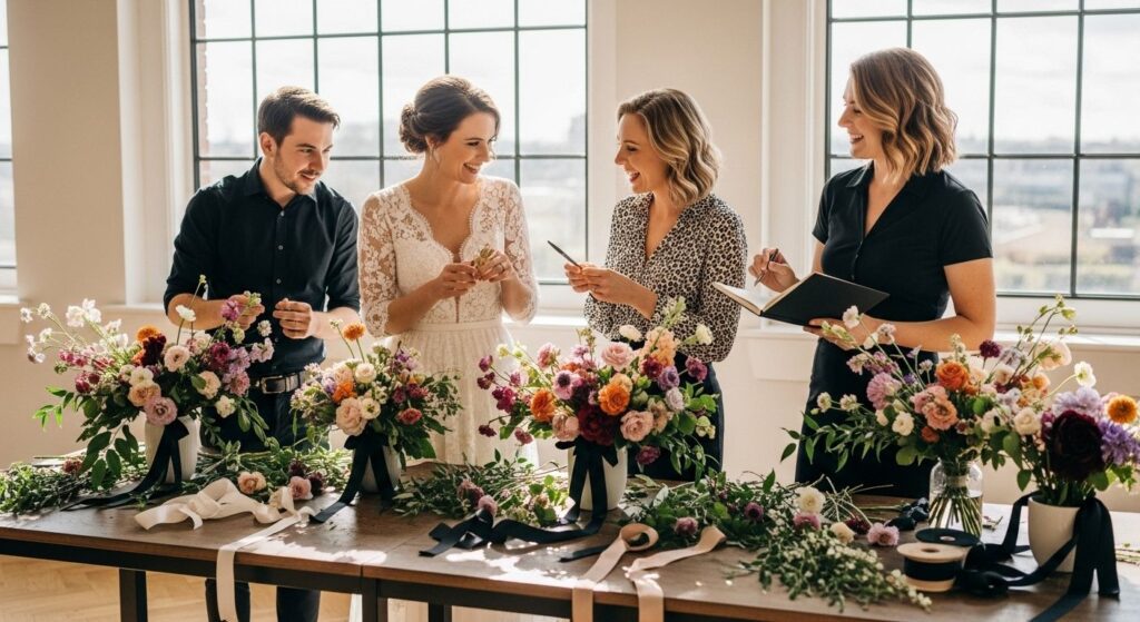 wedding floral arrangements, wedding planning, collaborative design